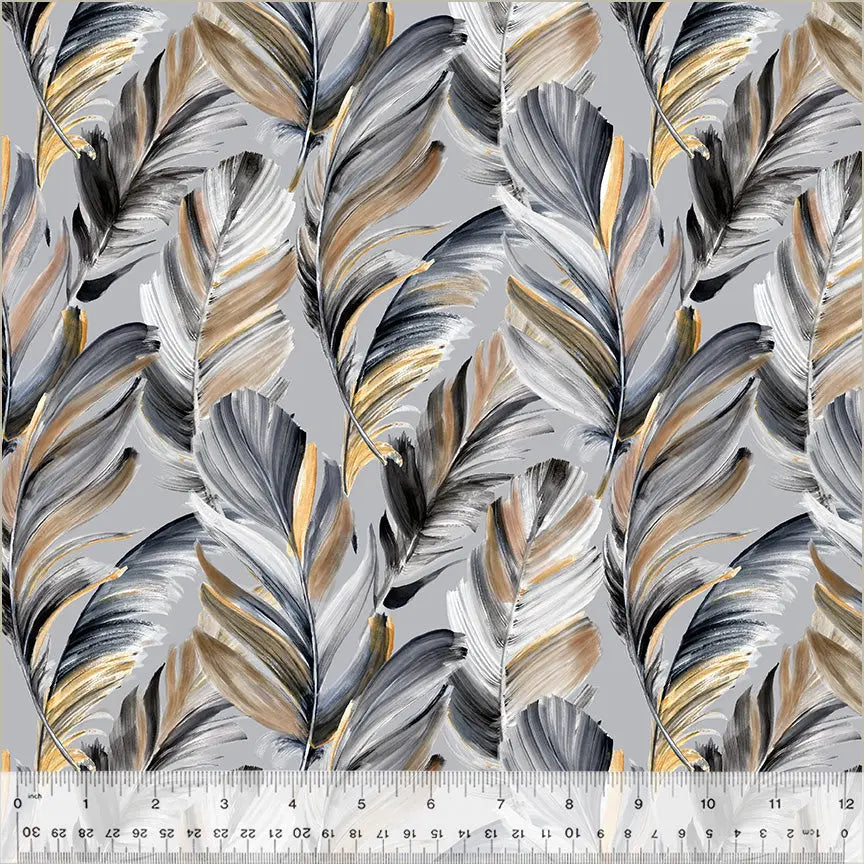 Grey Plume Wideback Cotton Fabric Per Yard - Prismatic Fiber Arts