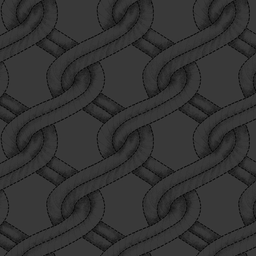 Charcoal/Black Twisted Rope Stitched Braid Cotton Wideback Fabric Per Yard - Prismatic Fiber Arts