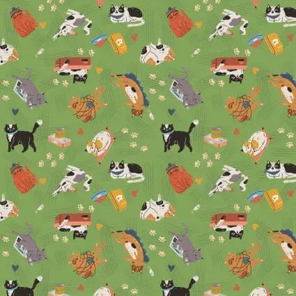 Here Kitty, Kitty Kitty Toss 43"/44" Fabric Per Yard - Prismatic Fiber Arts