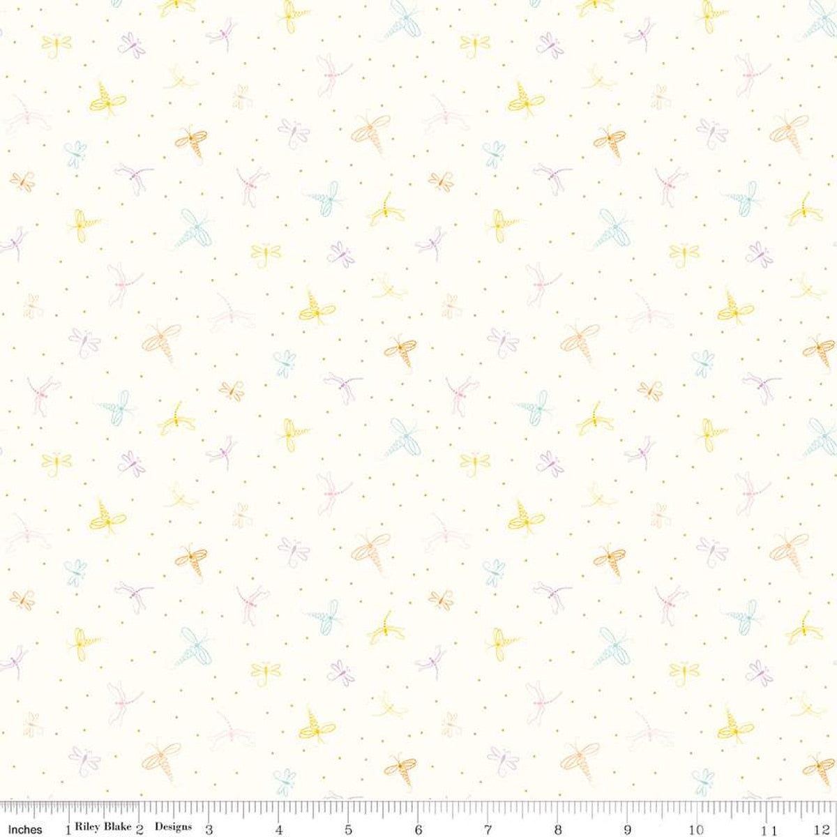 Hush Hush 5 Dashing Dragonflies Cotton 43"/44" Fabric Per Yard - Prismatic Fiber Arts