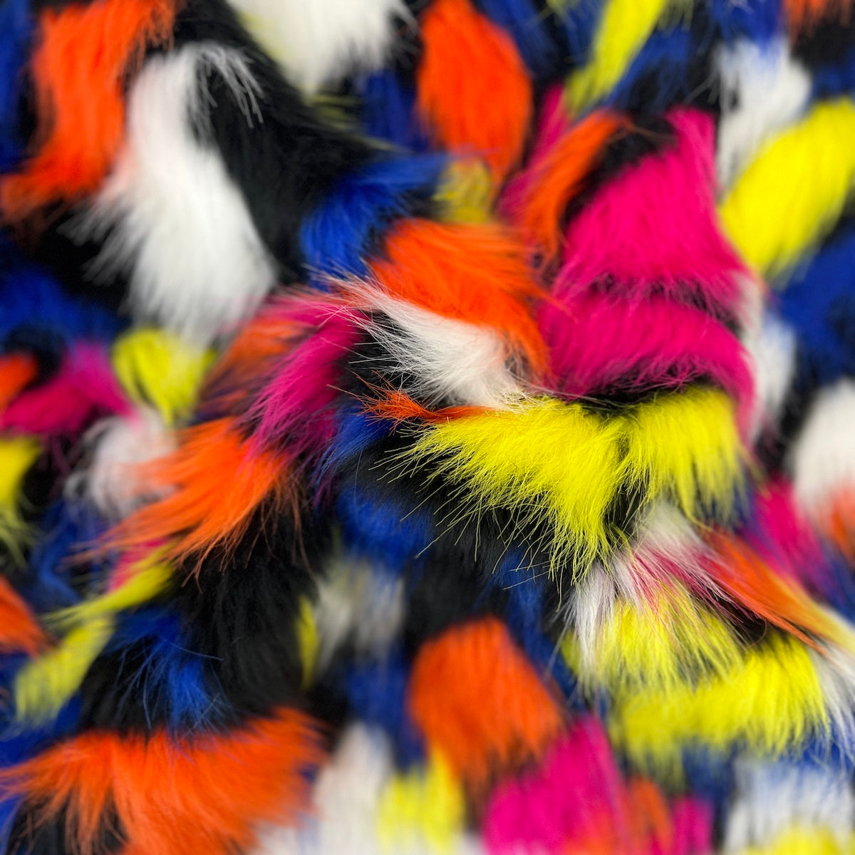 Puzzled Multicolor Faux Fur Fabric - Prismatic Fiber Arts