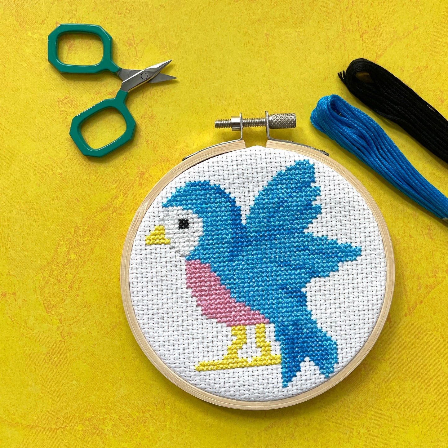 Bluebird by Mary Engelbreit Counted Cross Stitch DIY KIT - Prismatic Fiber Arts