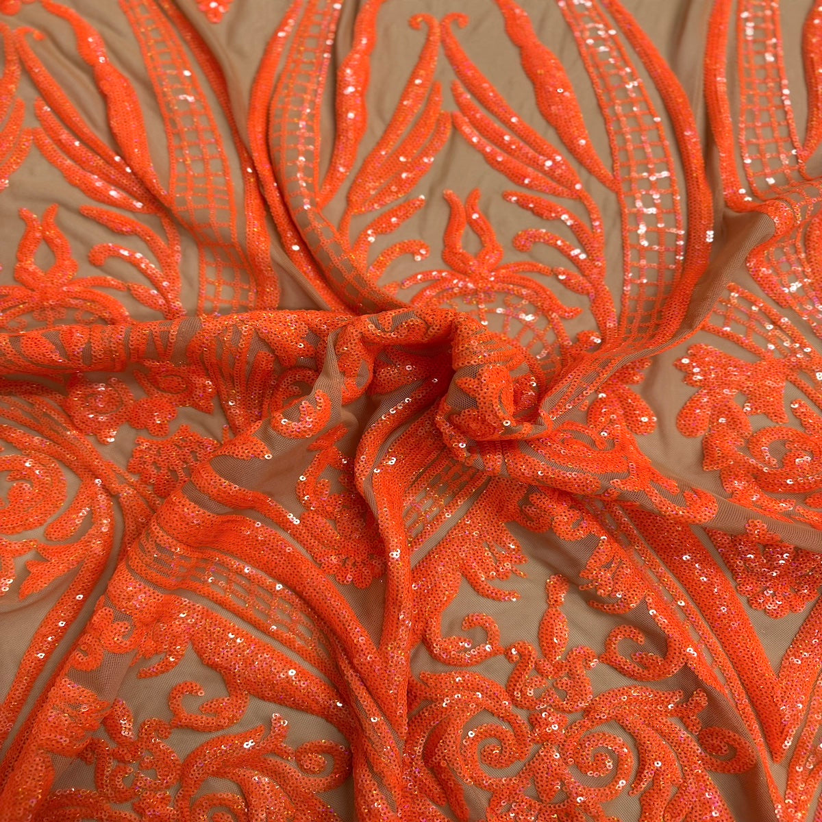Catina Damask Stretch Sequins Fabric - Prismatic Fiber Arts