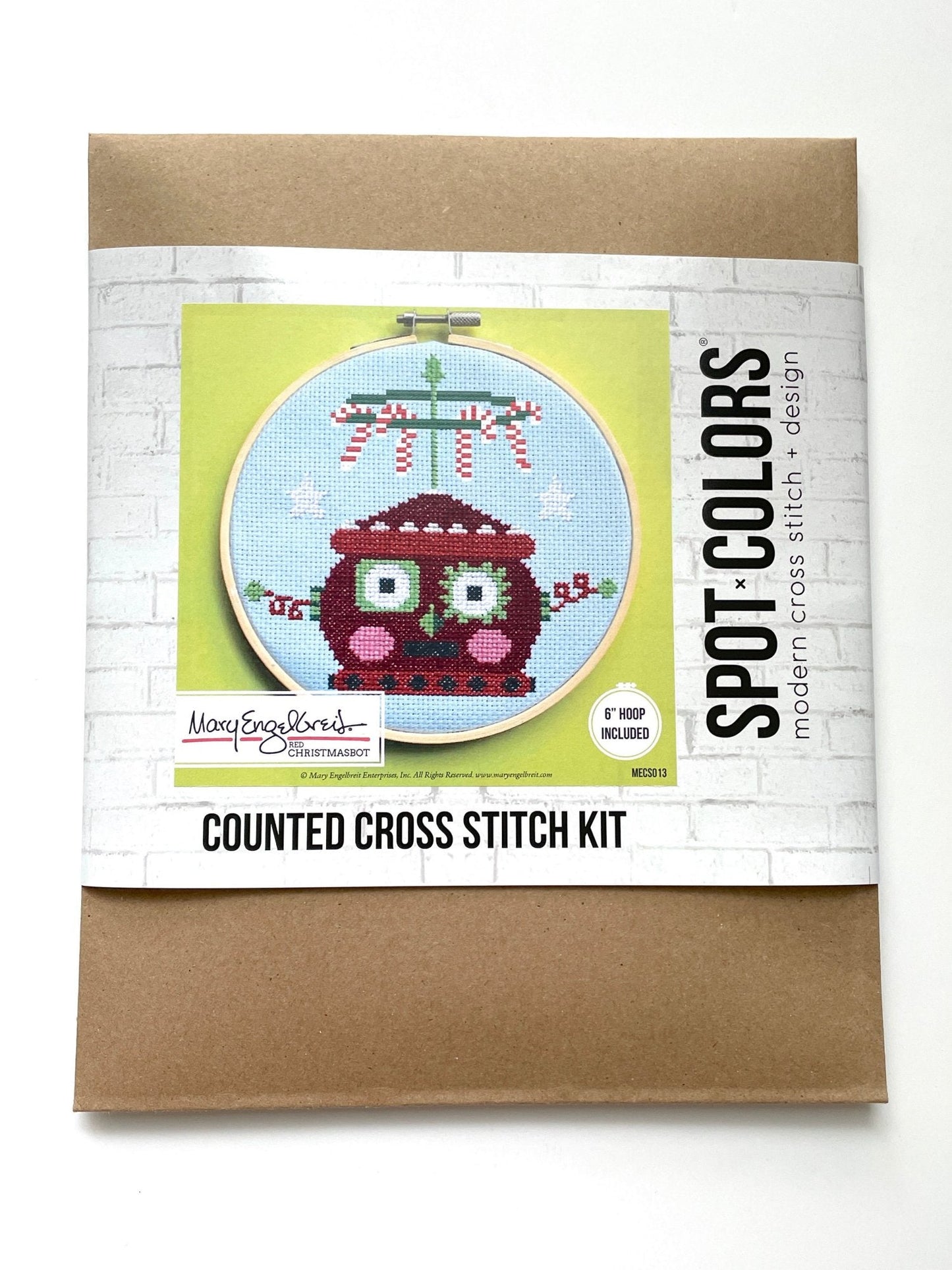 Red Christmasbot by Mary Engelbreit Counted Cross Stitch DIY KIT - Prismatic Fiber Arts
