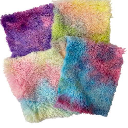 Rainbow Multi Color Dye Fuzzy Faux Fur Fabric - Prismatic Fiber Arts