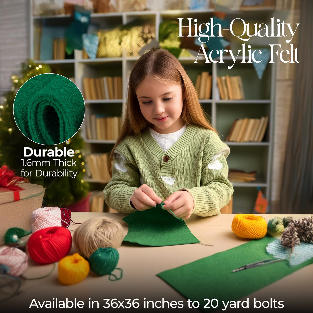 FabricLA Dark Red Acrylic Felt Fabric - 160gms/sq. Yd - 72" Wide | 1.6mm Thick by the Yard - Ideal for Dynamic Crafts and Decor - Prismatic Fiber Arts