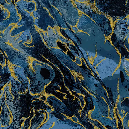 Indigo Marbled Earth Cotton 44”/45" Fabric Per Yard - Prismatic Fiber Arts