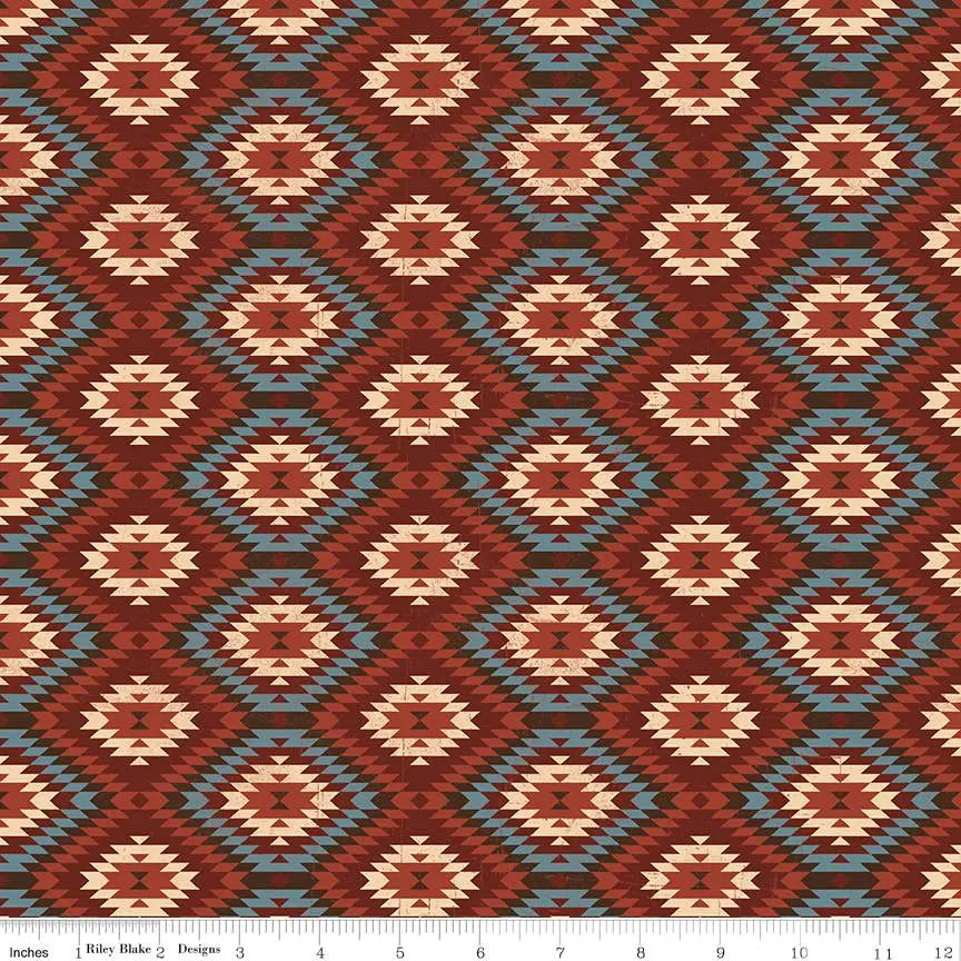 John Wayne American West Southwest Red 43"/44" Fabric Per Yard - Prismatic Fiber Arts