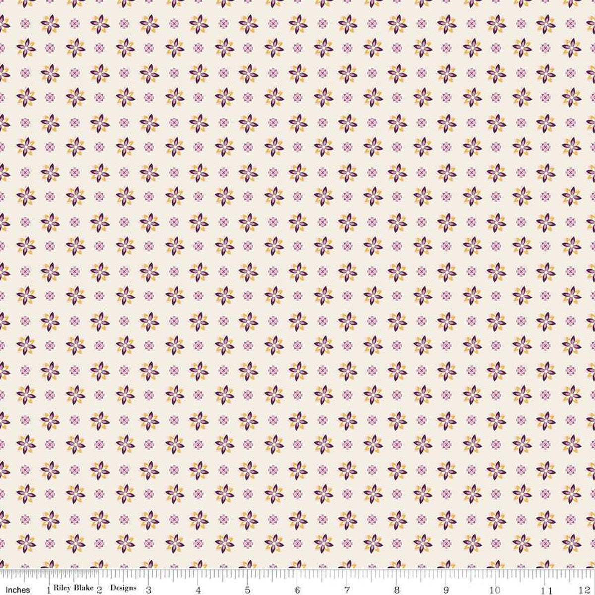 Juju's Petals Calico Cream Cotton 43"/44" Fabric Per Yard - Prismatic Fiber Arts