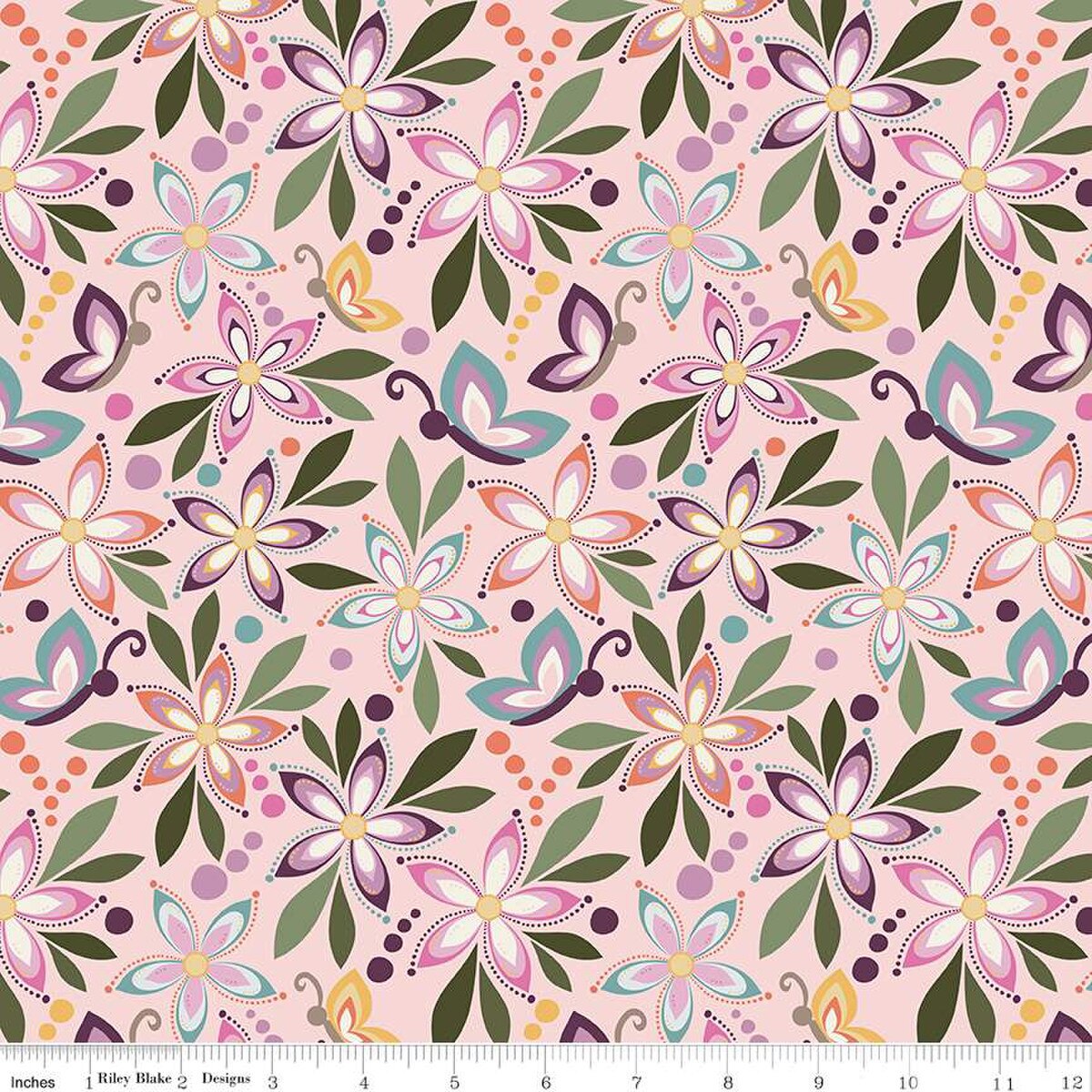 Juju's Petals Main Pink Cotton 43"/44" Fabric Per Yard - Prismatic Fiber Arts