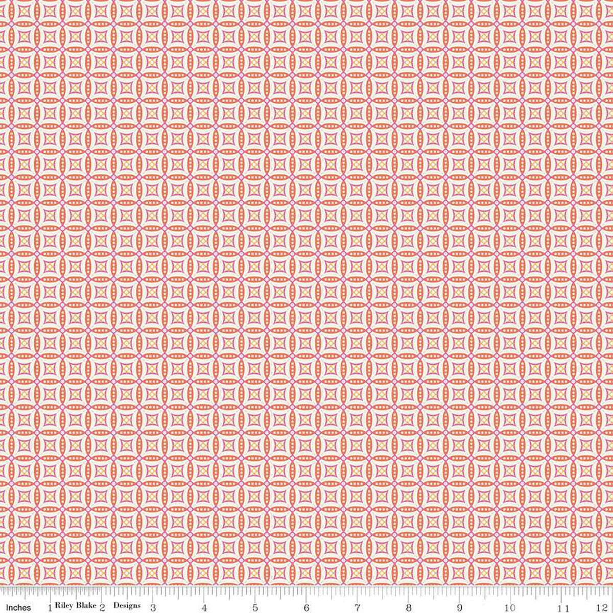 Juju's Petals Mosaic Orange Cotton 43"/44" Fabric Per Yard - Prismatic Fiber Arts