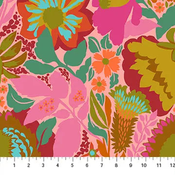 Jumpstart Multi Pink Floral Cotton Wideback Fabric per yard - Prismatic Fiber Arts