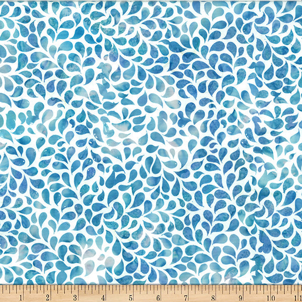 Lagoon Bali Batik Droplets Cotton 44"/45" Fabric Per Yard - Prismatic Fiber Arts