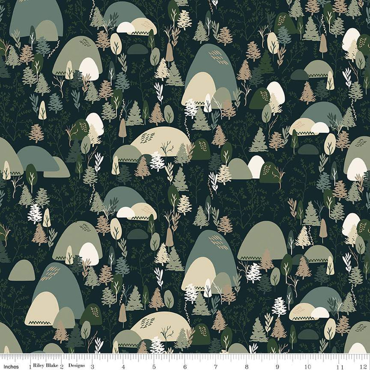 Let's Wander Mountain Music Navy Cotton 43"/44" Fabric Per Yard - Prismatic Fiber Arts