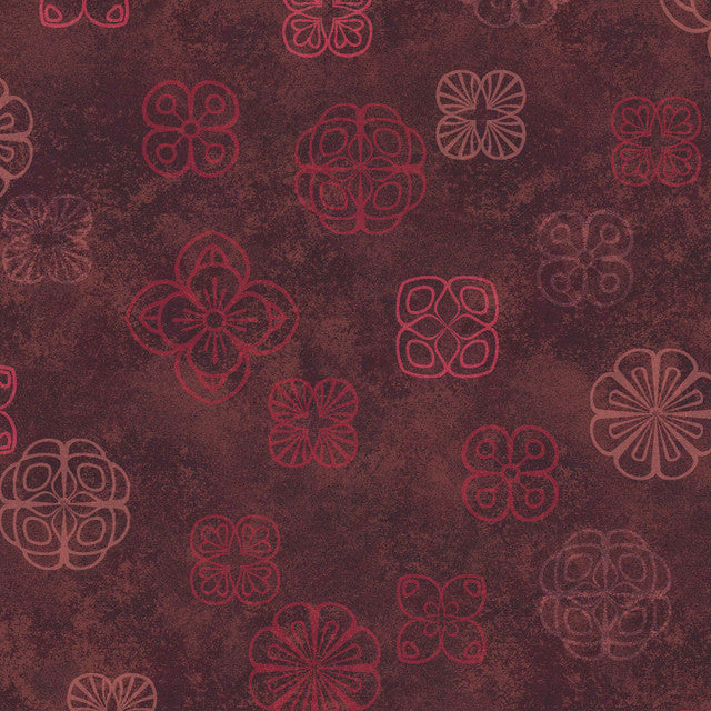 Maroon and Red Operetta Floating Flowers Cotton 43"/44" Fabric Per Yard - Prismatic Fiber Arts