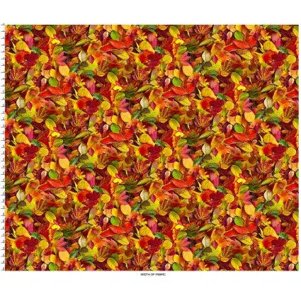 Multi All Fall Down Leaves Cotton Wideback Fabric per yard - Prismatic Fiber Arts