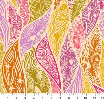 Multi Pink Shooting Star Water Current Cotton Wideback Fabric per yard - Prismatic Fiber Arts