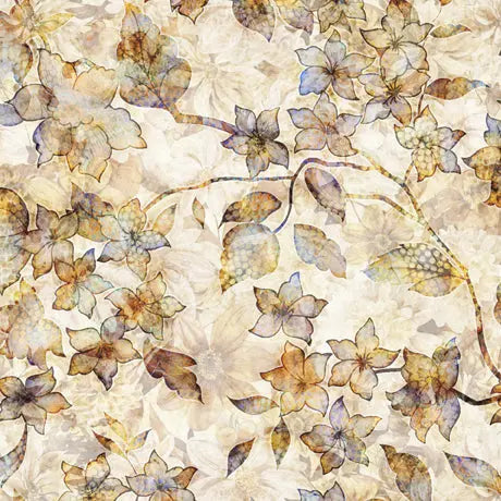 Natural Tonal Floral Wideback Cotton Fabric per yard - Prismatic Fiber Arts