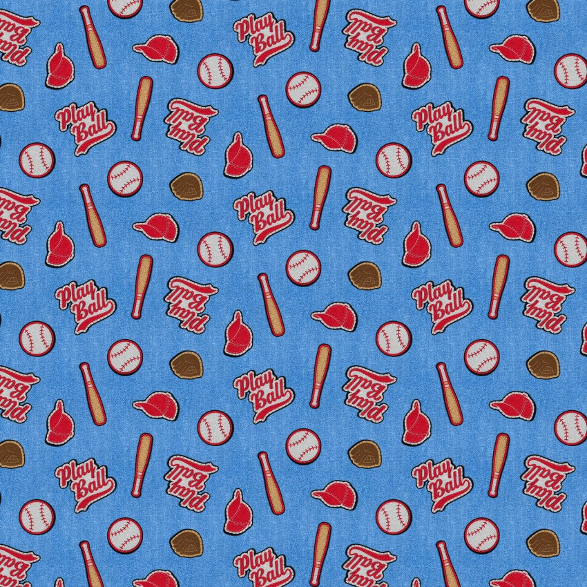 Blue Patch Perfect Baseball Cotton 43"/44" Fabric Per Yard - Prismatic Fiber Arts