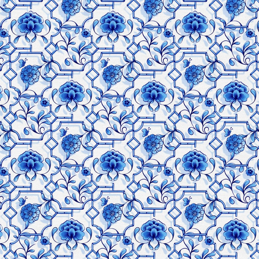 Chinoiserie Floral Fences Cotton Wideback 118" Fabric Per Yard - Prismatic Fiber Arts
