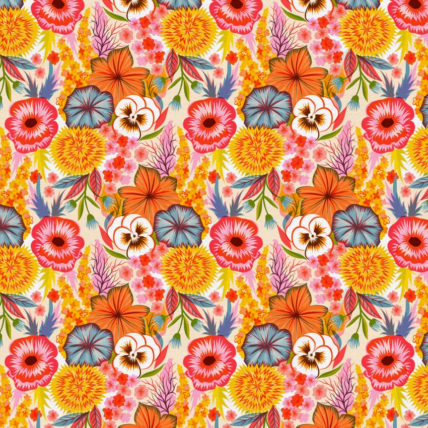 Multi Bubble Bath Flower Carpet Cotton Wideback 118" Fabric Per Yard - Prismatic Fiber Arts