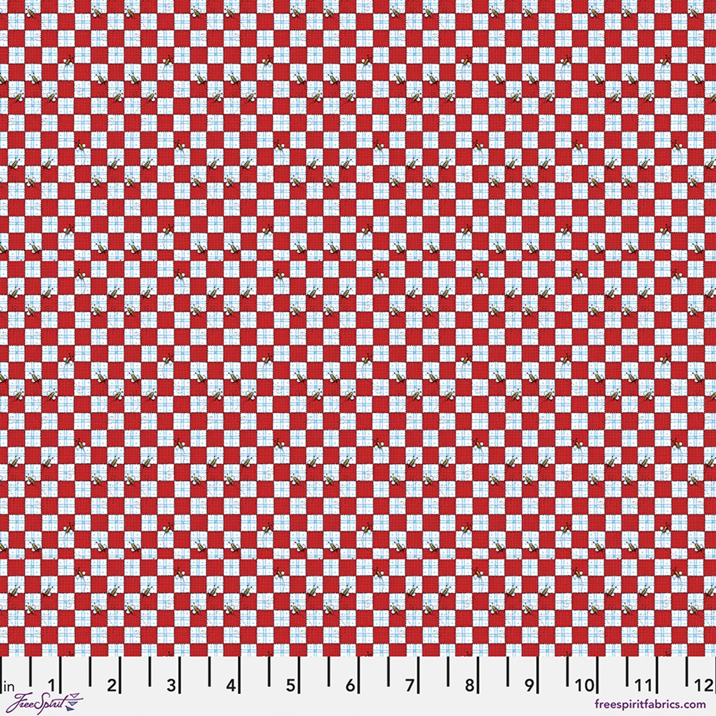 Red Bees at a Picnic Americas Birthday Cotton 44"/45" Fabric Per Yard - Prismatic Fiber Arts