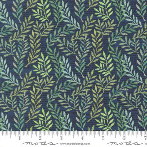 Paper Hamlet Midnight Leaves Cotton 44"/45" Fabric Per Yard - Prismatic Fiber Arts
