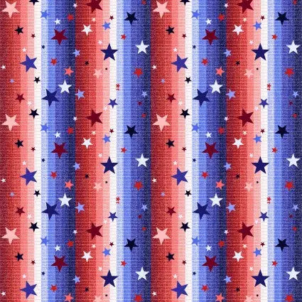 Patriotic Pop Gradient Stars & Stripes 43"/44" Fabric Per Yard - Prismatic Fiber Arts