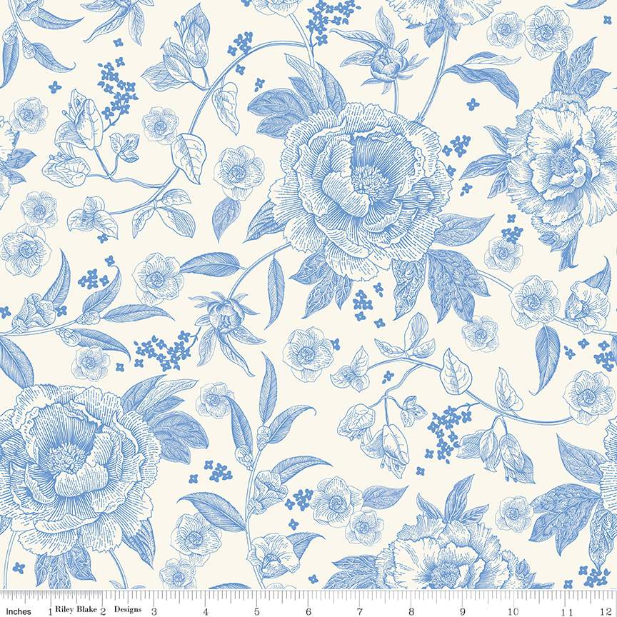 Penelope Floral Cream Cotton Wideback Fabric per yard - Prismatic Fiber Arts