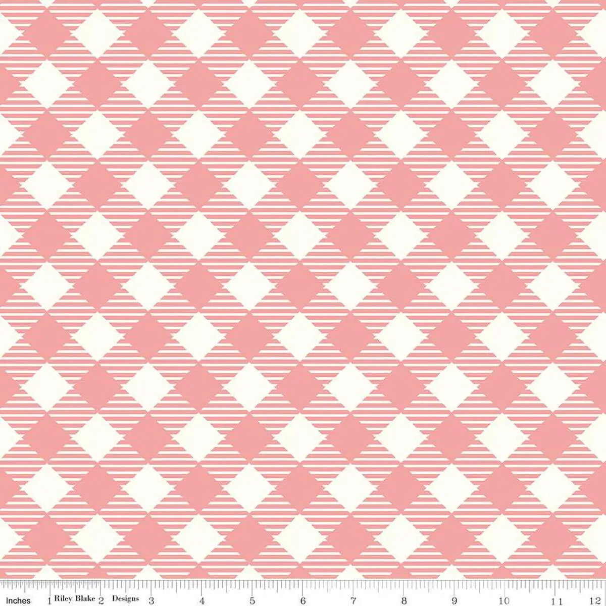 Pink Coral Lori Holt Bee Ginghams Cotton Wideback Fabric per yard - Prismatic Fiber Arts