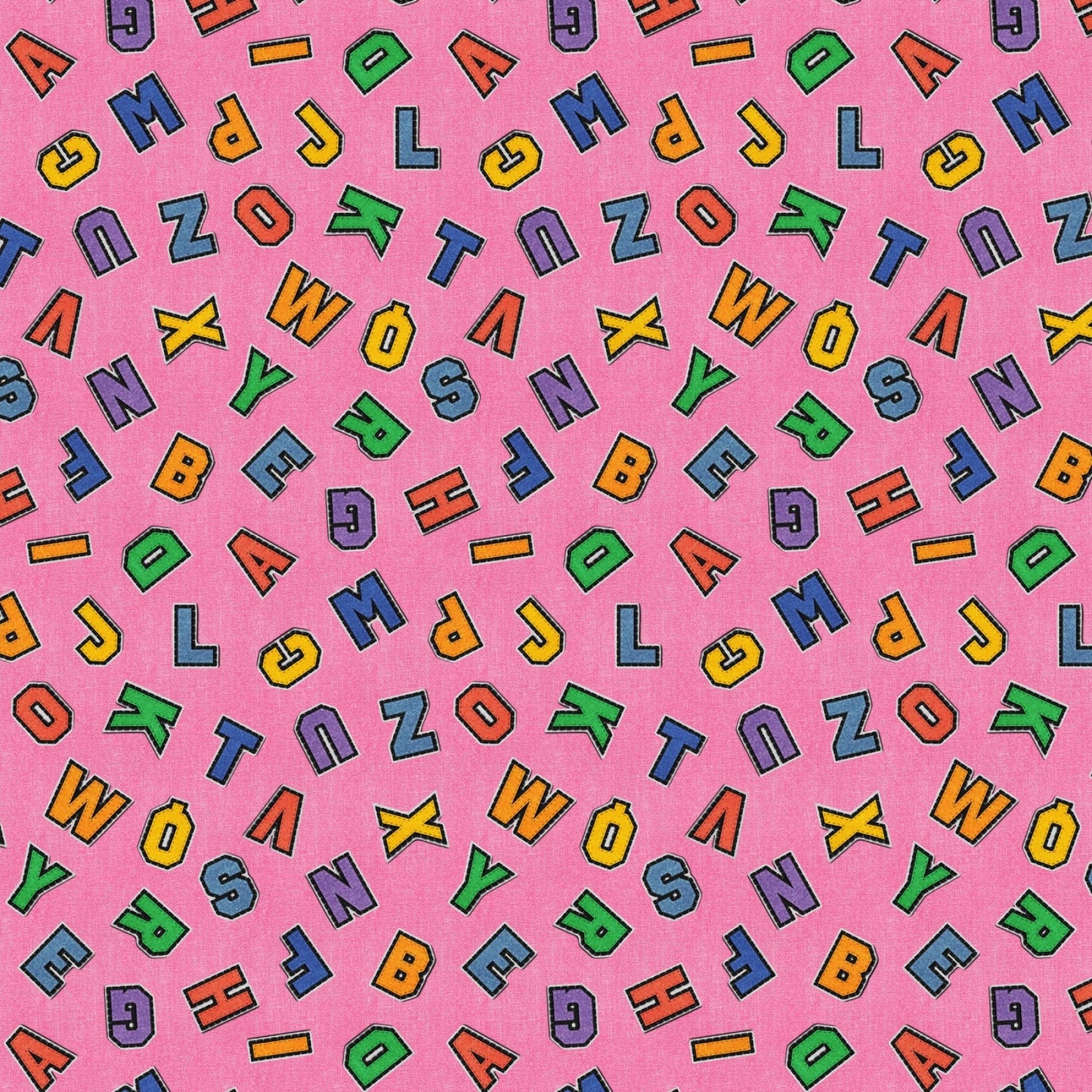 Pink Patch Perfect Alphabet Toss Cotton 43"/44" Fabric Per Yard - Prismatic Fiber Arts