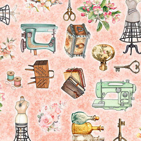 Light Salmon Sewing Antiquities Sew Shabby Chic Cotton 44"/45" Fabric Per Yard - Prismatic Fiber Arts