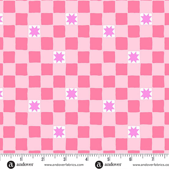 Pink Twinkle Tiles Color Pop Playground Cotton 44"/45" Fabric Per Yard - Prismatic Fiber Arts