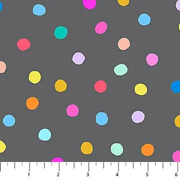 Pompoms Gray Multi Dewfall Cotton 44"/45" Fabric Per Yard - Prismatic Fiber Arts