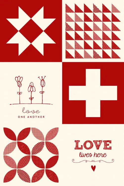 Printworks Flirt Unbleached Red Quotes Moda Digital Panel - Prismatic Fiber Arts