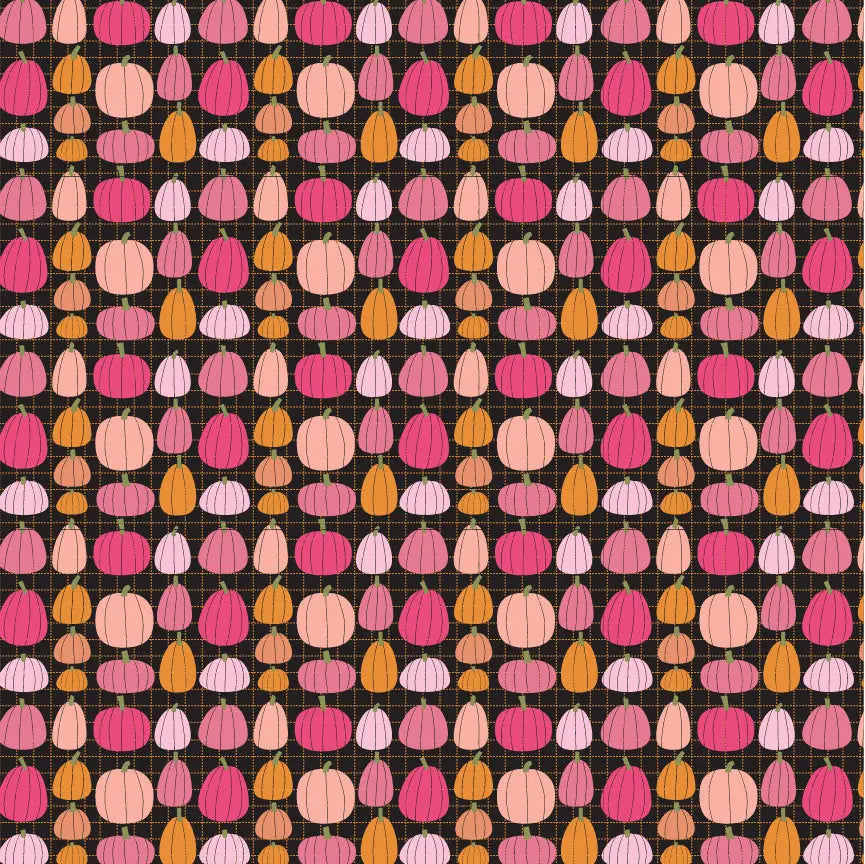 Pumpkin Patch Poppie Cotton Black 44"/45" Fabric Per Yard - Prismatic Fiber Arts