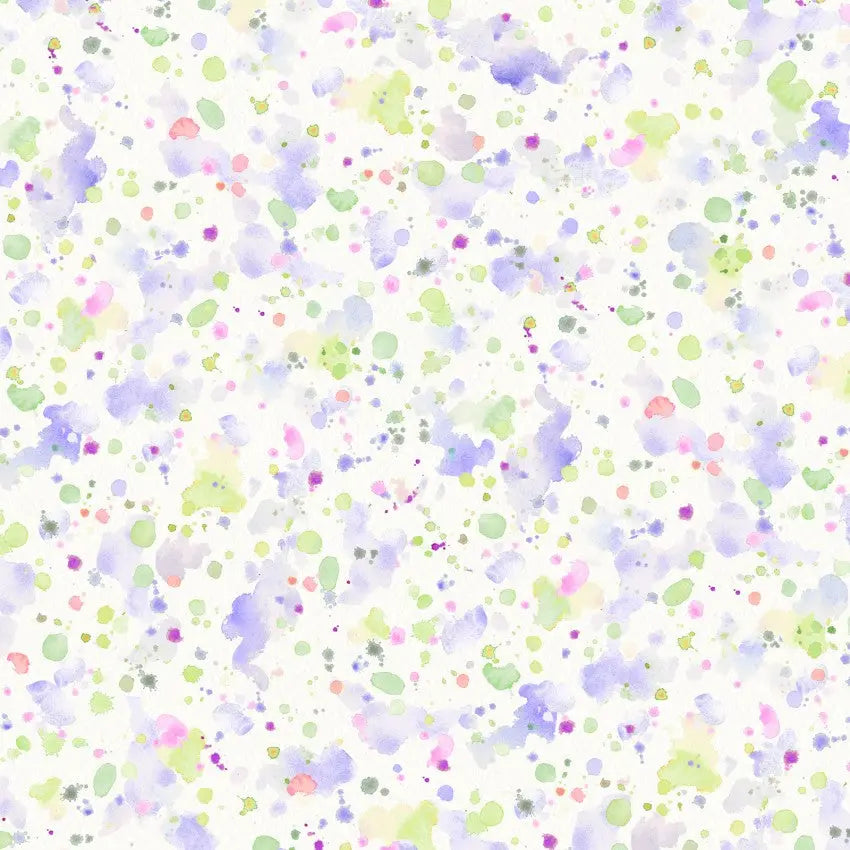 Purple Green Paint Splatter Cotton Wideback Fabric per yard - Prismatic Fiber Arts