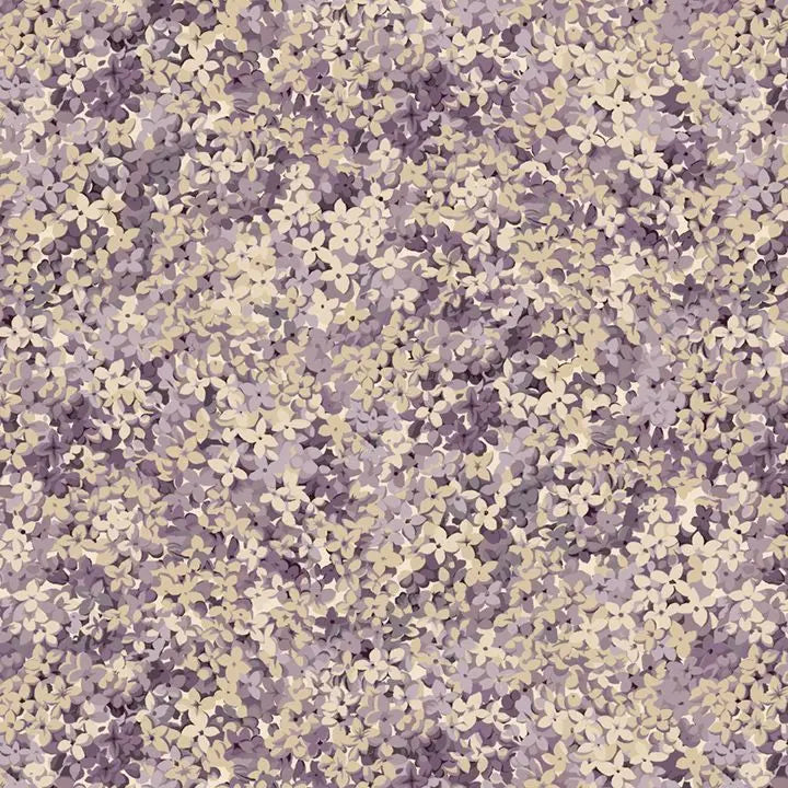 Purple Lilac Packed Flowers Cotton Wideback Fabric per yard - Prismatic Fiber Arts