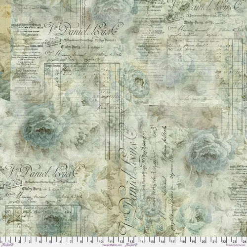 Natural Aqua Receipt Cotton Wideback Fabric per yard - Prismatic Fiber Arts