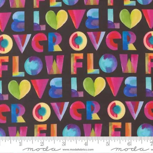Radiant Midnight Over Flow Text Cotton 44"/45" Fabric Per Yard - Prismatic Fiber Arts