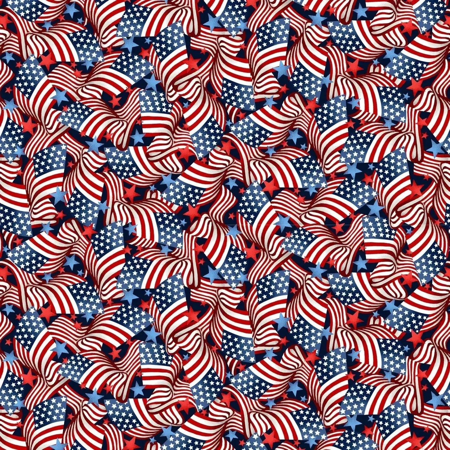 Red White and Starry Blue Too Flags Cotton Wideback Fabric per yard - Prismatic Fiber Arts