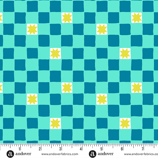 Reef Twinkle Tiles Color Pop Playground Cotton 44"/45" Fabric Per Yard - Prismatic Fiber Arts