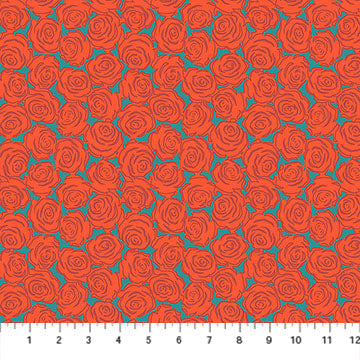 Rosette Tomato Yesterday Cotton 44"/45" Fabric Per Yard - Prismatic Fiber Arts