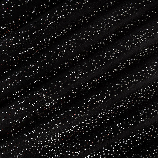 Sparkle Cuddle Glitter Black/Silver 58"/60" Fabric per yard