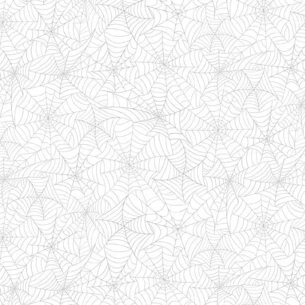 Spooky Spectacle - Spider Web All Over White on White Cotton 44"/45" Fabric Per Yard - Prismatic Fiber Arts
