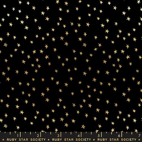 Starry Mini Starry Black Gold Cotton 43"/44" Fabric Per Yard - Prismatic Fiber Arts