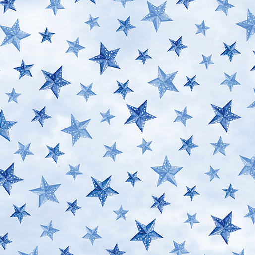 Stars of Liberty Light Blue Cotton 44"/45" Fabric Per Yard - Prismatic Fiber Arts