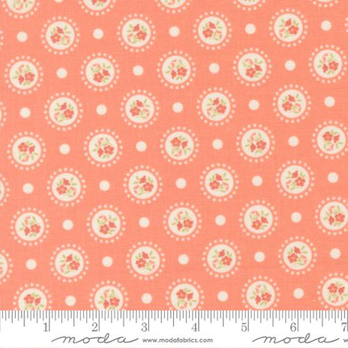 Sunbonnet Coral Flower Dots Cotton 44"/45" Fabric Per Yard - Prismatic Fiber Arts