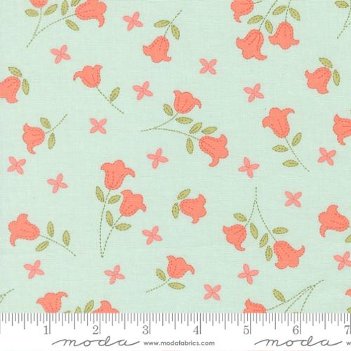 Sunbonnet Pale Blue Embroidered Blooms Cotton 44"/45" Fabric Per Yard - Prismatic Fiber Arts