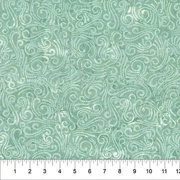 Swirls II Mint Green Cotton Wideback Fabric per yard - Prismatic Fiber Arts